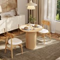 31.5" Japandi Style Round Wood Dining Table Natural Seats 2 People
