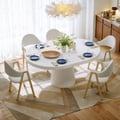 Japandi 1000mm-1400mm Extendable Dining Table for 6 White Oval&Round Pedestal