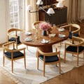 Dining Set 39"-55" Japandi Extendable Dining Table with 6 Chairs