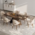 Dining Set 64"-79" Extendable Walnut Table with 6 Chairs