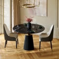 39" Sintered Stone Round Dining Table with Saddle Leather Base Seats 2-4 People