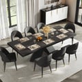 Dining Set 79"-94" Extendable Black Table with 8 Chairs
