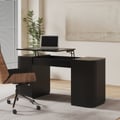 Modern Black Standing Computer Desk & Black Faux Leather Office Chair Set