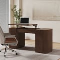 Modern Walnut Standing Writing Desk & Reclining Leather Office Desk Chair Set (59.8" )