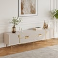 Modern Off White TV Stand for 85" TVs with 4 Drawers & Doors MDF