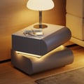 Humply Leather 2-Drawer Smart LED Nightstand with Sintered Stone Top