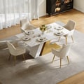 Modern 160 cm Rectangular Glossy Sintered Stone Dining Table, Seats 4