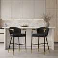 Cranis Series Modern Velvet Counter Stools with Upholstery Black