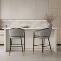 Cranis Series Modern Velvet Counter Stools with Upholstery Grey