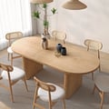 Fluve 160-200 cm Oval Extendable Natural Dining Table Butterfly Leaf 4-6 Seater