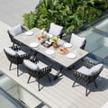 Outdoor Ceramic & Aluminum Extendable Rectangular Dining Table, Seats 6-8 (64.2"-84.3")