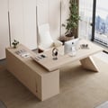 Modern 71" L-Shaped Whitewash Executive Desk with Storage, Left Hand