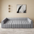 3020mm Grey Velvet Modular Pit Sectional Sofa Set Convertible 6-Seater Upholstered