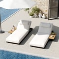 Tevara Outdoor Teak & Aluminum Adjustable Lounge Chaise in White, Set of 2