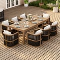 9-Piece Outdoor Rope Weave Dining Set with 8 Chairs