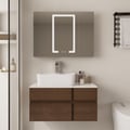 Modern 80 cm Floating Single Bathroom Vanity with Stone Resin Top, Ceramic Basin