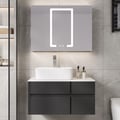 Modern 80 cm Floating Single Bathroom Vanity with Stone Resin Top, Ceramic Basin