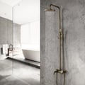Classique Douche à Pluie Set de Douche Douchette avec Robinet de Remplissage de Baignoire Levier Simple en Laiton Solide Bronze