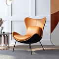Leather Upholstered Wingback Accent Chair with Pillows