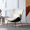 Faux Leather Upholstered Wingback Accent Chair with Pillows