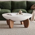 Curva 94 cm Ronde Betonnen Noten Salontafel met Houten Poten