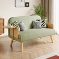 2-Sitzer Schlafsofa aus Samt und Rattan mit drehbarer Ablage