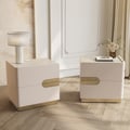 20" Smart 2-Drawer Nightstand with Sintered Stone Top & Charging Station Set of 2