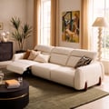 Sofa rozkładana elektrycznie Curva 302cm z prawdziwej skóry z regulowanym zagłówkiem
