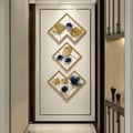 3 Pieces Ginkgo Leaves Wall Decor in Metal with Geometric Frame 67.6"W x 27.6"H