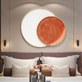 27.6" 3D Geometric Metal Wall Decor Oversized Overlapping Home Art in White & Orange