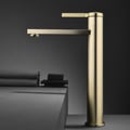 Brushed Gold Vessel Faucet 1-Hole Single Lever Zinc Alloy Handle Solid Brass