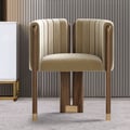 Velvet Fluted Upholstered Accent Chair with Wood Frame