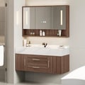 39.3" Walnut Bathroom Vanity & LED Medicine Cabinet Set