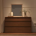 Meloa 47" Wooden Walnut 6-Drawer Dresser with Light and Charging Station