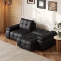 96" 2-Seater Genuine Leather Power Convertible Sleeper Sofa with adjustable armrests