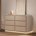 Modern 47" 6-Drawer Dresser with Light and Charging Station
