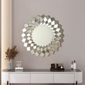 60cm Diamond-Shaped Wall Mirror, Silver Round Decorative Mirror