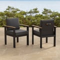 Chaises de salle à manger de jardin Tevara en teck et aluminium avec coussin - gris foncé, 2 pièces