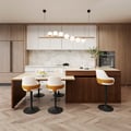 Modern 205 - 285 cm Extendable Matte Sintered Stone Kitchen Island with Storage, Walnut