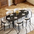 Dining Set 67"-79" Extendable Black Dining Table Black with 6 Chairs