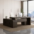 Chicent 71" L-shaped Smoked Brown Executive Desk with Right Hand Return