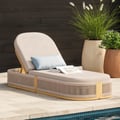 77.2" Aluminum & Rattan Outdoor Chaise Lounge Patio Furniture in Ivory
