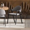 Set of 2 Modern Dining Chairs with Linen Upholstery Gray