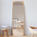 Rectangle Full Length Floor Mirror Wood Frame 175cm Leaning Mirror Natural