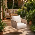Costra Aluminum and Handwoven Rope Patio Hanging Swing Chair Single Seater