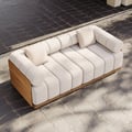 Resaro Teak Wood Deep-Seat 2-Seater Outdoor Sofa Warm White