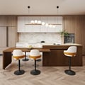 205 - 270 cm Extendable Matte Sintered Stone Kitchen Island with Storage, Walnut