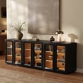 94" TV Stand with Chest Cabinet featuring storage and LED