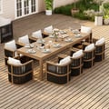 Wevara 11-Piece Outdoor Rope Weave Dining Set with 10 Chairs in Walnut