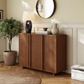Lineva 48" Ash Wood Veneer Shoe Storage Fluted Entryway Cabinet